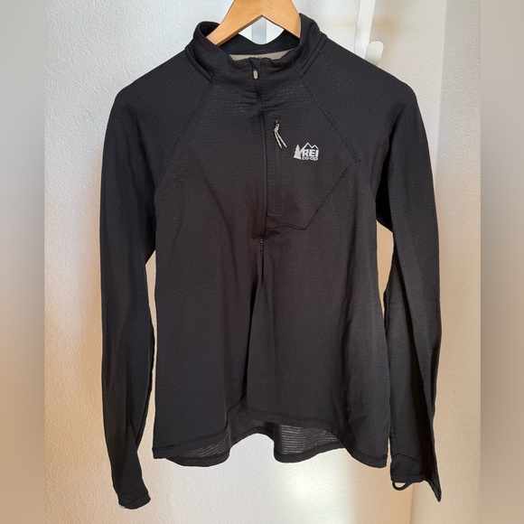 Rei Co-Op Tops - REI Co Op Polartec Black Half-Zip Pullover Base Layer Long Sleeve Zip Pocket XL